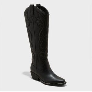 Black Leather Cowboy Boots